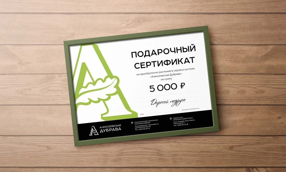Подарочный сертификат электронный фото саженцев