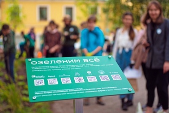 В безымянном сквере на улице Марата посадили цветы и деревья
